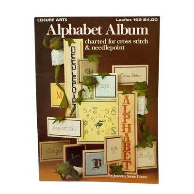 Vintage Alphabet Album Cross Stitch Needlepoint Patterns 1979 Leisure Arts #162 - Image 1 of 3
