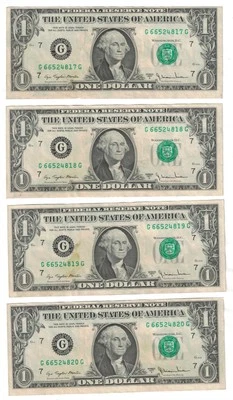 ** LOT OF 9 NOTES 1977 A $1 DOLLAR GREEN SEAL CONSECUTIVE SERIAL #. FR.1909-G ** - Image 1 of 4