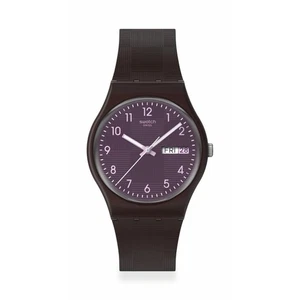 Swatch Weaving Wonders SO28C700 Brown Bio-Plastic Quartz Watch with Date 34mm - Picture 1 of 4