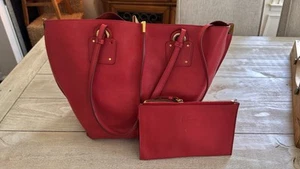 Authentic CHLOE Tote Bag in Red Leather Handbag Shopping Authentic Made in Italy - Picture 1 of 5