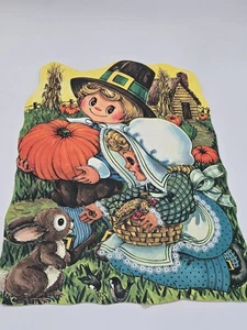 Vintage Pilgrims Thanksgiving Cute Double Sided Cutout - Picture 1 of 6