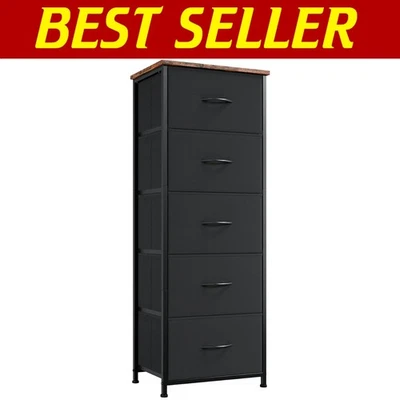 Elegant Black Rustic Brown 5-Drawer Storage Chest for Modern Living Spaces - image 1 of 4