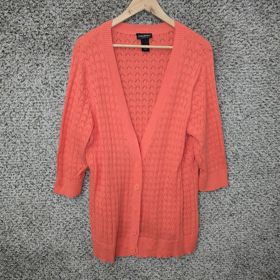 Кардиган женский Lane Bryant плюс 22/24 Вт оранжевый на пуговицах хлопковый повседневный - Изображение 1 из 4