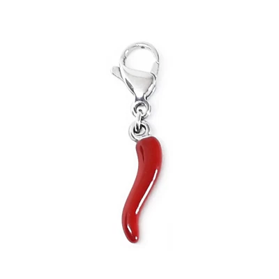 Ciondolo con Moschettone CORNO PORTAFORTUNA cornetto ROSSO per Bracciale Collana - Immagine 1 di 4