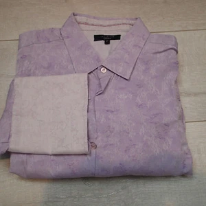 TED BAKER lilac FLORAL EMBOSSED 17 COTTON DRESS SHIRT button down h9 - Picture 1 of 8