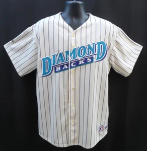 VTG ARIZONA DIAMONDBACKS MLB MAJESTIC CREAM PINSTRIPE BLANK HOMEJERSEY Men's XL - Picture 1 of 8