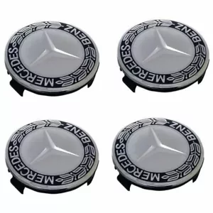 4 TAPPI COPRIMOZZO 75MM ARGENTPER MERCEDES CERCHI IN LEGA CLASSE A B C E GLA - Bild 1 von 3