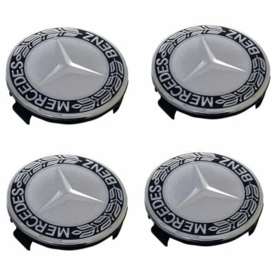 4 TAPPI COPRIMOZZO 75MM ARGENTPER MERCEDES CERCHI IN LEGA CLASSE A B C E GLA - Image 1 of 3