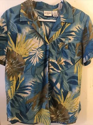 CAMISA HAWAIANA FLORAL MEDIANA ABOTONADA Liz Baker Petite Foto 1 de 4