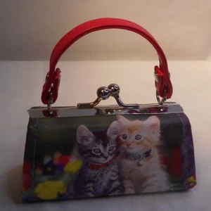 Mini Monedero Bolso de Mano para Lápiz Labial Llaves Monedas con Pequeño Gatito Logo 3-3/4" Largo - Imagen 1 de 4