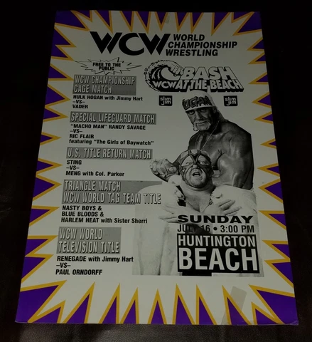 HULK HOGAN VTG WCW SHOW BILL / POSTER BASH AT THE BEACH JIMMY HART, RIC FLAIR ++ Cover