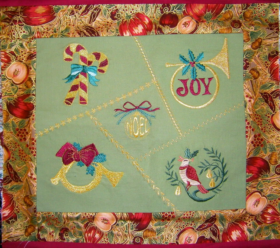 Handmade Patchwork Christmas Embroidery Panel Cotton Cushion Quilting Fabric Gif - Image 1 of 1