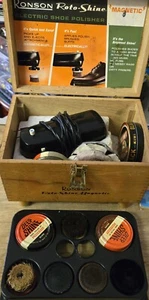 RONSON Roto-Shine Magnetic (SHOE SHINE BOX FULLY LOADED WITH WAX AND BUFFER) - Picture 1 of 8