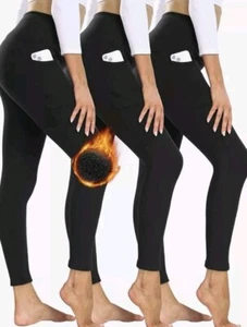 Showitty Women’s 3 Pack Leggings W/Pockets Black S/M - Picture 1 of 1