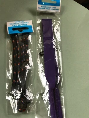 Lot of Stretchy Purple or Black Nylon Cord Glasses Holder Lanyard   – VERY GOOD  - Image 1 of 4