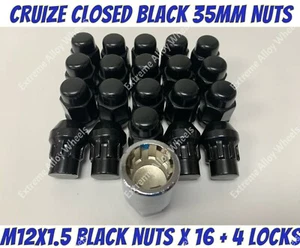 Black Alloy Wheel Nuts + Locks m12x1.5 Volvo 740 760 780 940 C30 S40 V40 V50 - Picture 1 of 1