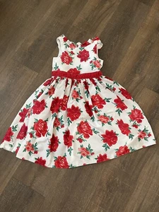 Janie And Jack Party Red Rose Dress Size 6 velvet trim tulle - Picture 1 of 4