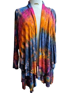 Sacred Threads Cardigan Women OS Art to Wear Tie Dye Hippie Boho Artsy Retro  - Picture 1 of 8
