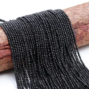 2-3MM A+ Natural Black Spinel Tiny Faceted Round Gemstone Beads For Jewelry 12" - Picture 1 of 10