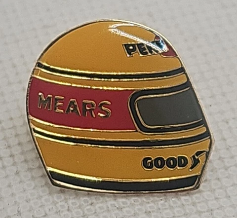 VTG Lapel Hat Pinback indy car racing helmet Mears Goodyear Cover