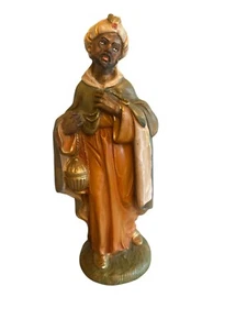 Vintage 80 Nativity Wise Man Carrying Lantern & Gold 10" Chalkware Made in Italy - Picture 1 of 5