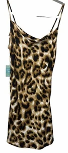 Forever 21 Dress Beach Collection Sleeveless Slip Mini Drape Neck Leopard XS NWT - Picture 1 of 4