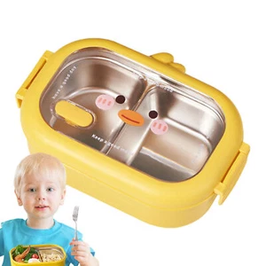 Lunch Box for Kids Stainless Steel Cute Duck Design 2 Compartment - Picture 1 of 10
