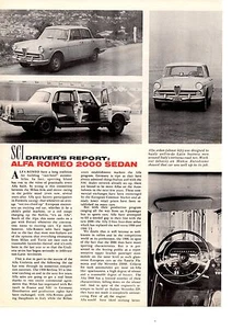1959 ALFA ROMEO 2000 SEDAN  ~  ORIGINAL 3-PAGE ROAD TEST / ARTICLE / AD - Picture 1 of 1
