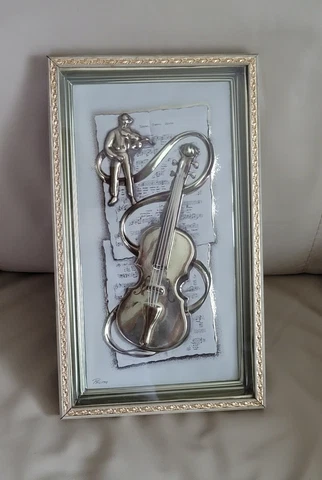 Metalcraft wall decor shadowbox VIOLIN shadowbox style gold tone elegant display Cover