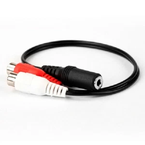6 in. - 3.5mm Female to 2-RCA Female Jack Stereo Cable - Black - Foto 1 di 2