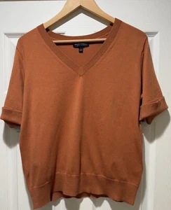 Banana Republic Womens Stretch Cotton V-Neck Short Sleeved Summer Sweater Sz L - Picture 1 of 5