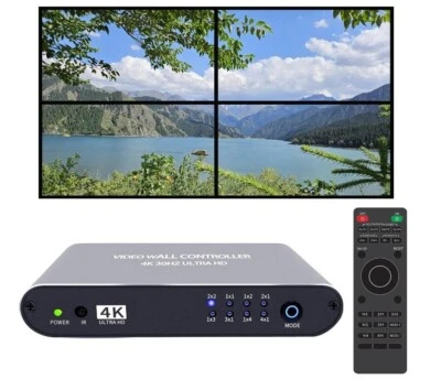Controller Video Wall 2x2 4K UHD TV Wall Controller 1X2 2X1 1X3 3X1 1X4 4X1 Supp - Immagine 1 di 4