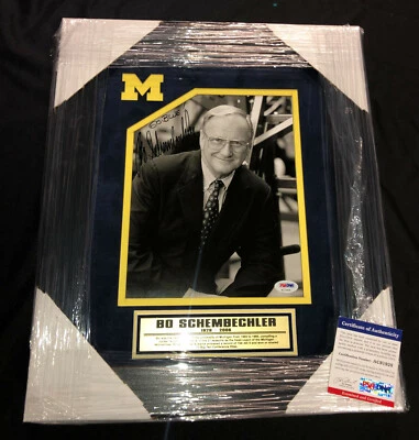 BO SCHEMBECHLER SIGNED 8X10 PHOTO MICHIGAN WOLVERINES FRAMED PSA/DNA COA AC91928 - Image 1 of 3