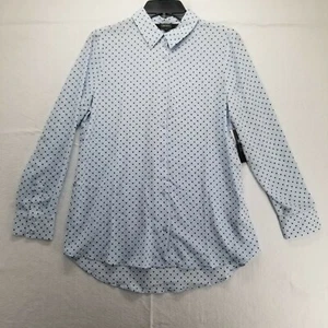 IMNYC Isaac Mizrahi Womens Blue Shirt Top Blouse Diamond Size S/P - Picture 1 of 12