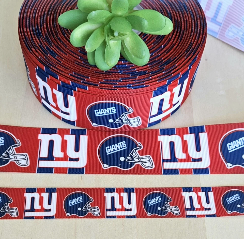5/8, 7/8 & 1.5 & 3" (1YD) New York Giants Grosgrain Ribbon Football - Image 1 of 1