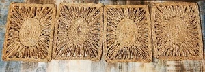 Vintage Boho geflochtener Untersetzer Rattan Korb Warm Pad Menge 4 MCM Rechteck Sonne 7,5x6 - Bild 1 von 6