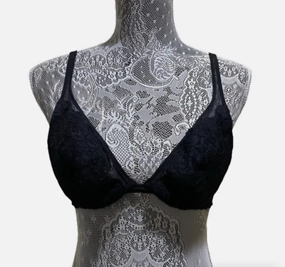 La Perla Size 36B Lace Embroidered Black Label Underwire Strap Plunge Opaque Bra - Image 1 of 4