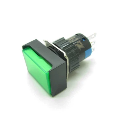 5 × Green 16mm Push Button Switch Momentary Rectangle SPDT NO-COM-NC 3 Pin  - Image 1 of 4