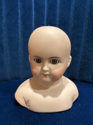 "Cabeza de muñeca bisque alemana vintage 1988 ojos de vidrio 5"" de alto Alemania" Foto 1 de 4