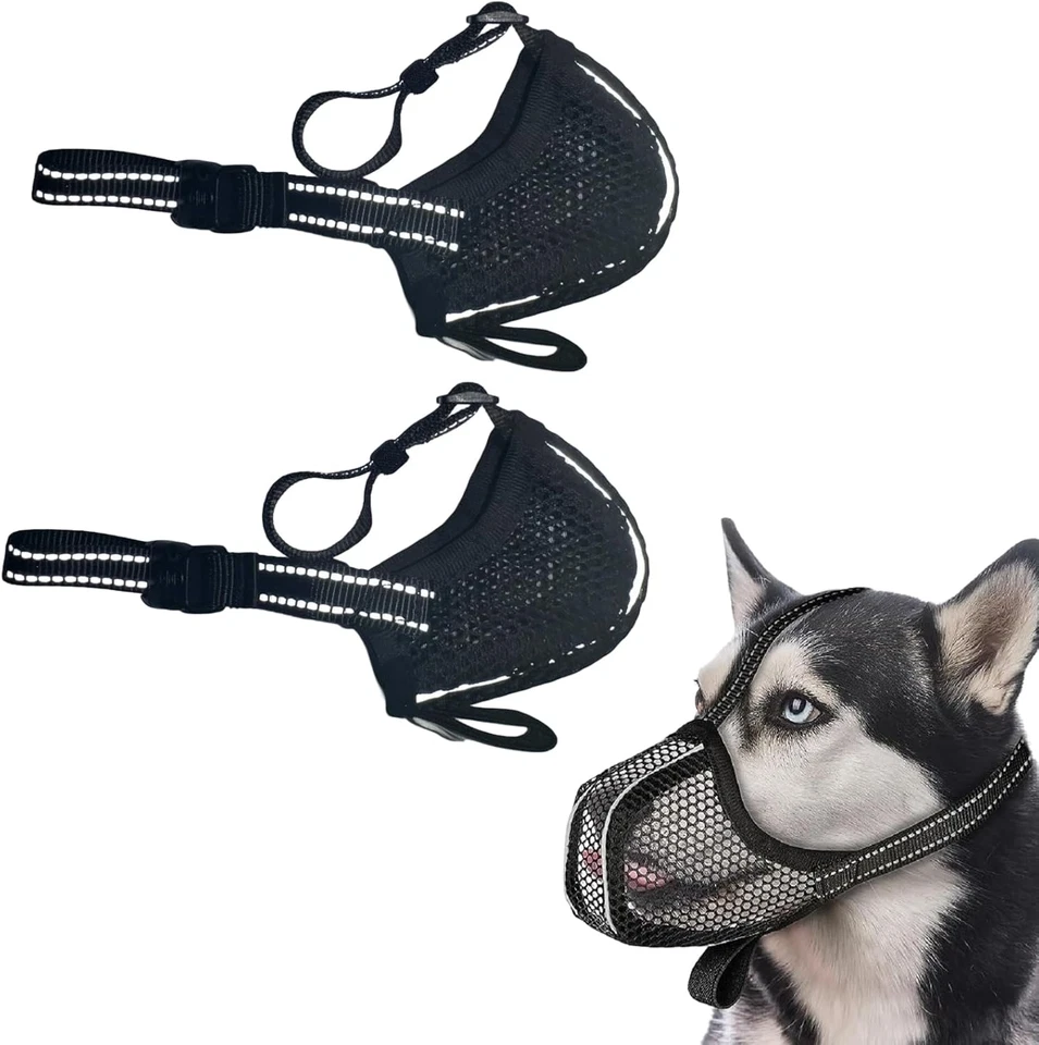 2 Stück maulkorb für große Hunde, Atmungsaktiv Reflektierende maulkörbe für Hund