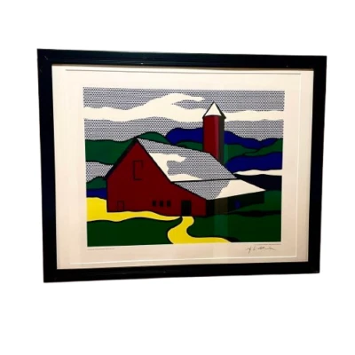 Roy Lichtenstein "Red Barn II" serigrafía autografiada 1969 original Foto 1 de 4