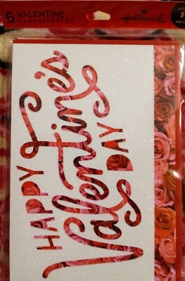 Tarjetas y sobres de feliz día de San Valentín con rosas y brillo - Pack de 6 Foto 1 de 4