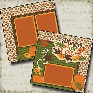 PLAYING in the LEAVES - 2 Premade Scrapbook Pages - EZ Layout 2173 - Picture 1 of 4