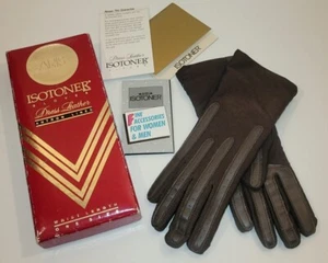 Aris Isotoner Dress Leather Gloves Women’s Chocolate Brown Vintage - Small - Picture 1 of 20