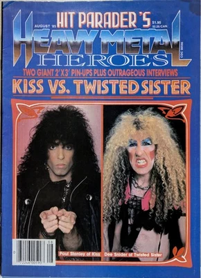 Hit Parader Magazine Heavy Metal Heroes Aug 1985, KISS vs Twisted Sister Posters - Image 1 of 4