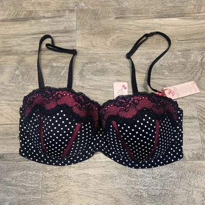 Sujetador Balconete La SENZA Perfectly Me Lunares Encaje Rosa Negro Nuevo con Etiquetas 32 D Foto 1 de 4