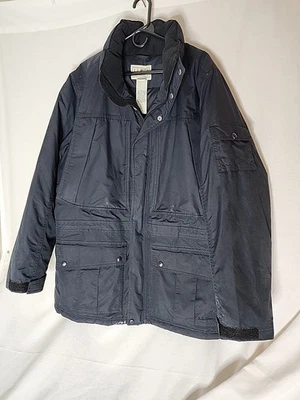 LL Bean Parka 黑色羽绒男式 Lg Reg 绝缘冬季夹克无毛皮帽 — 第 1/4 张图片
