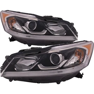 Headlights Halogen w/LED Left Right Pair CAPA For 2016-2017 Honda Accord Sedan - Picture 1 of 9