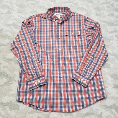 Duluth Trading Shirt Mens Medium Blue Red Relaxed Fit Long Sleeve Button Plaid - Image 1 of 4