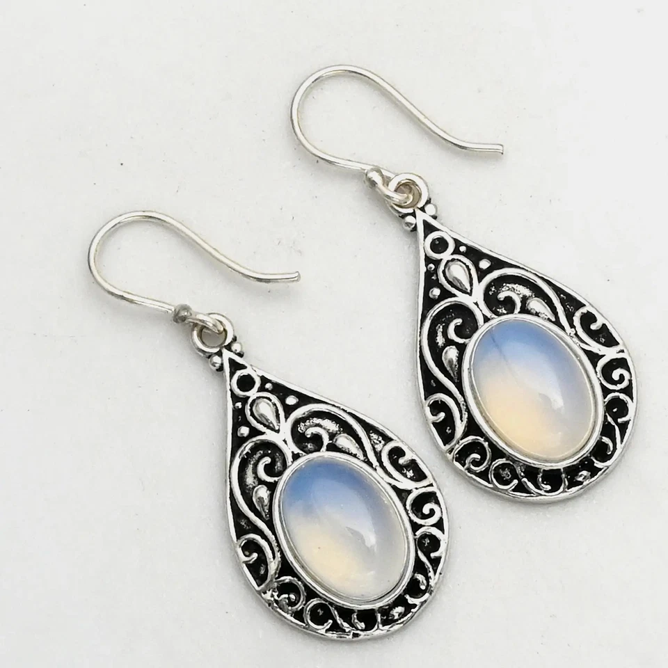 Pendientes colgantes de piedras preciosas de opalita hechos a mano joyas para mujer 1,8" AE-99637 Foto 1 de 1